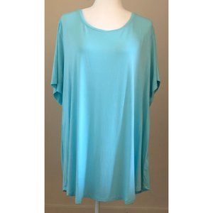 JM Collection 4X Short-sleeve Jersey Top Aqua